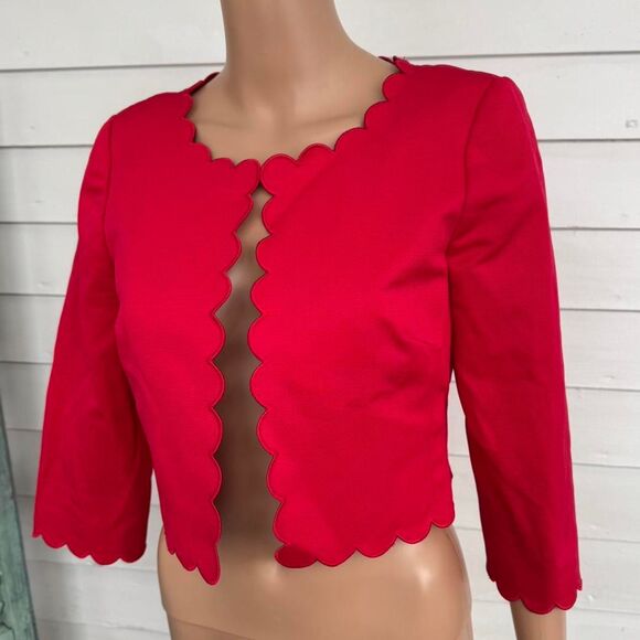 Marks Spencer Red Jacket Scalloped Bolero Autograph 6 - Picture 3 of 7